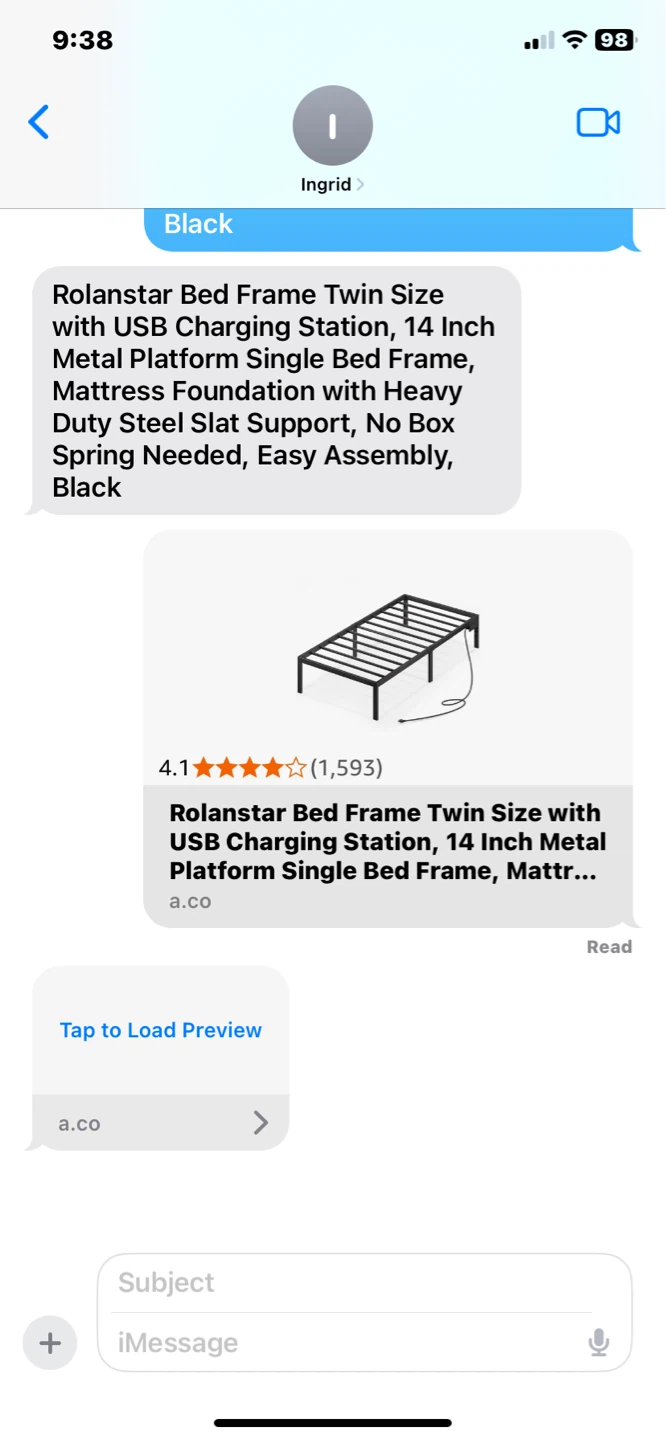 Rolastar Bed Frame Twin Size with USB Charging Station