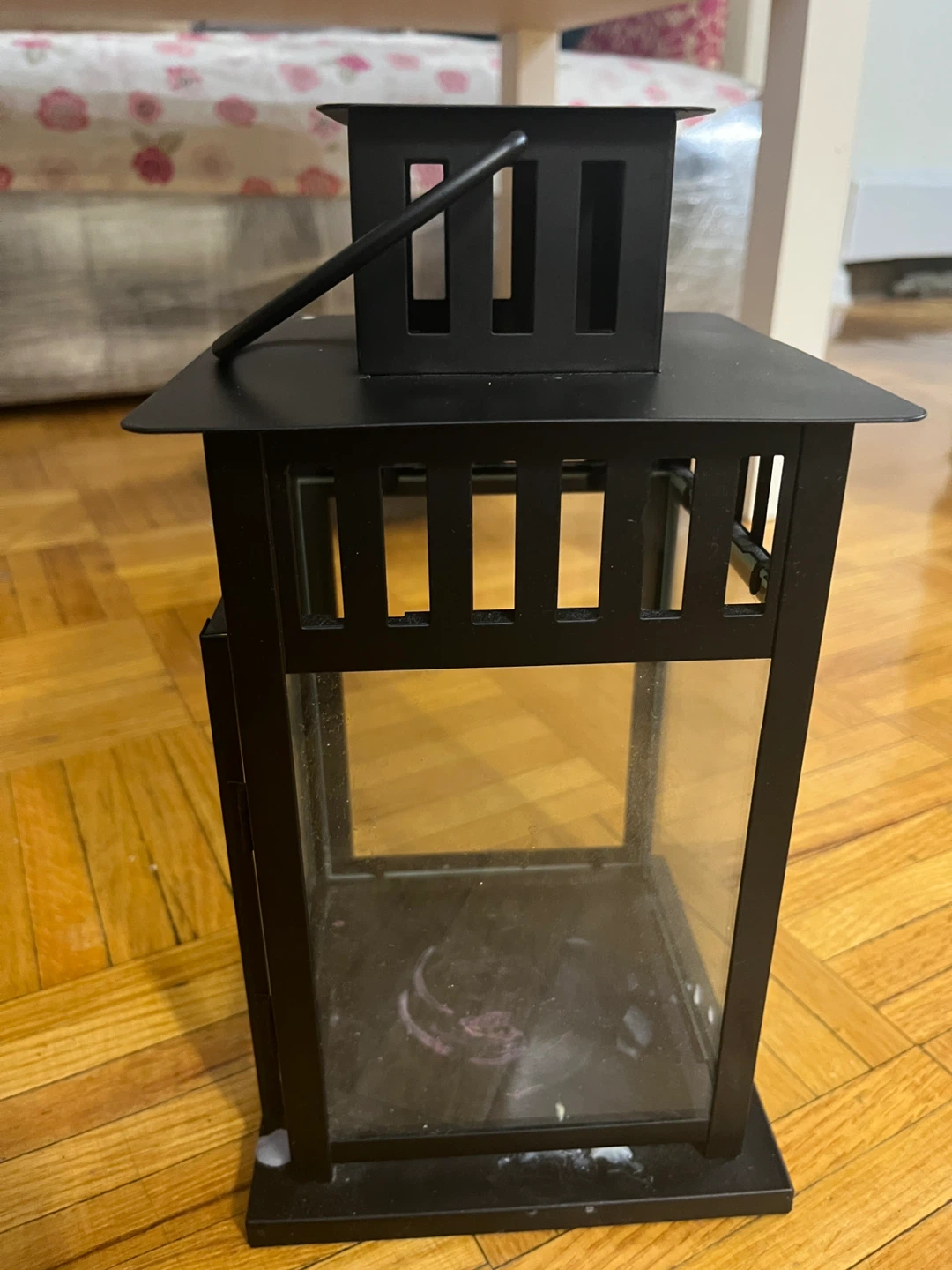 Black Metal Lantern with Glass Panels