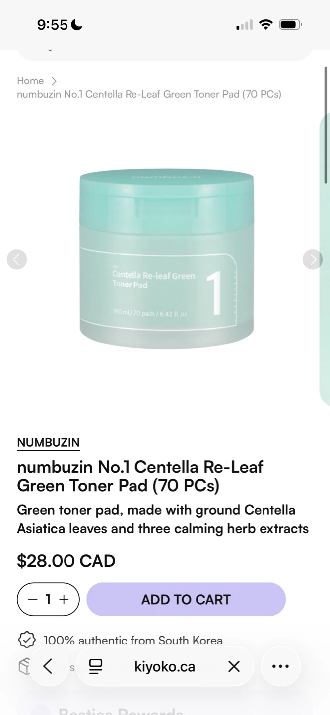 Numbuz:n No.1 Centella Re-Leaf Green Toner Pad (70 PCs) - photo 4