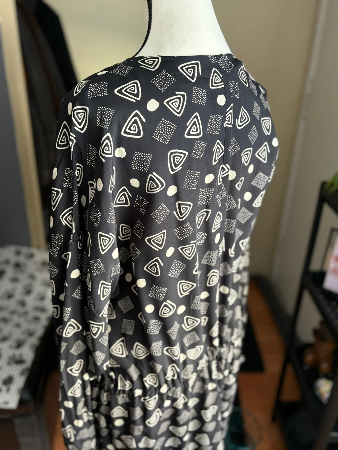 Vintage Geometric Print Dress with Tie Waist Tunic - photo 5