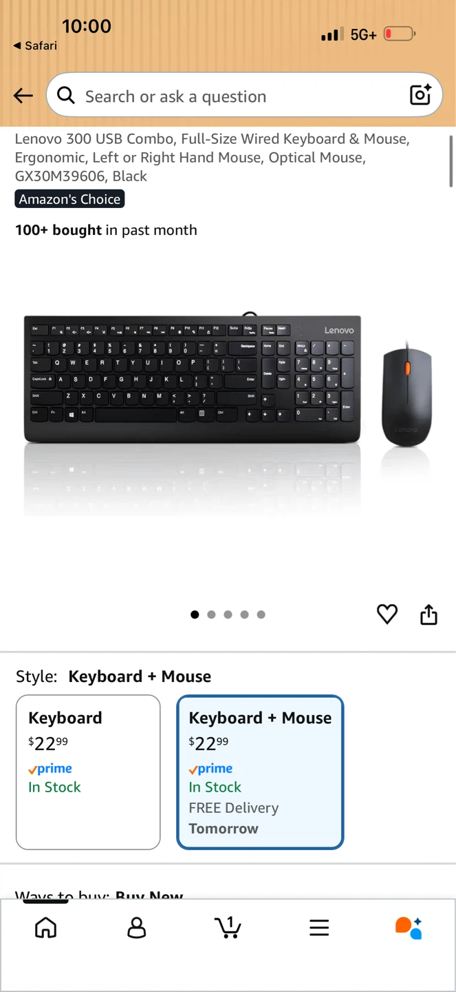 🖥️ Lenovo 300 USB Combo Keyboard & Mouse – $16