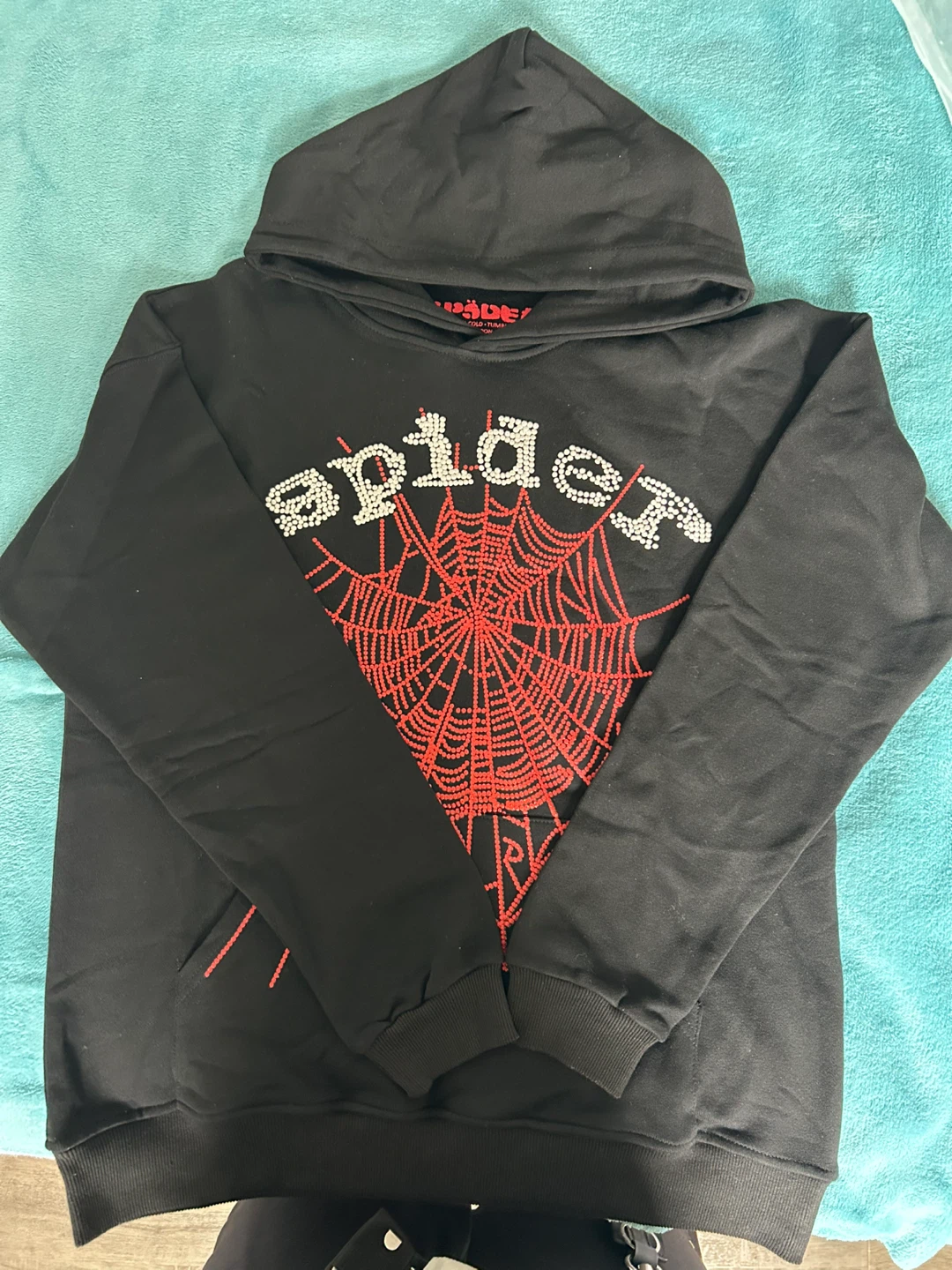 Black And Red Sp5der Hoodie Size Small