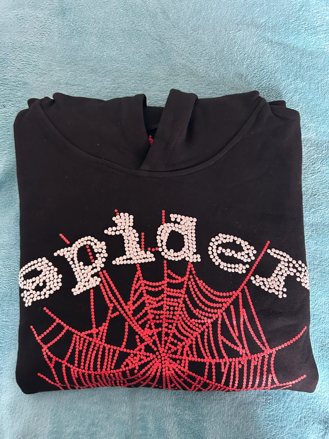 Black And Red Sp5der Hoodie Size Small - photo 4