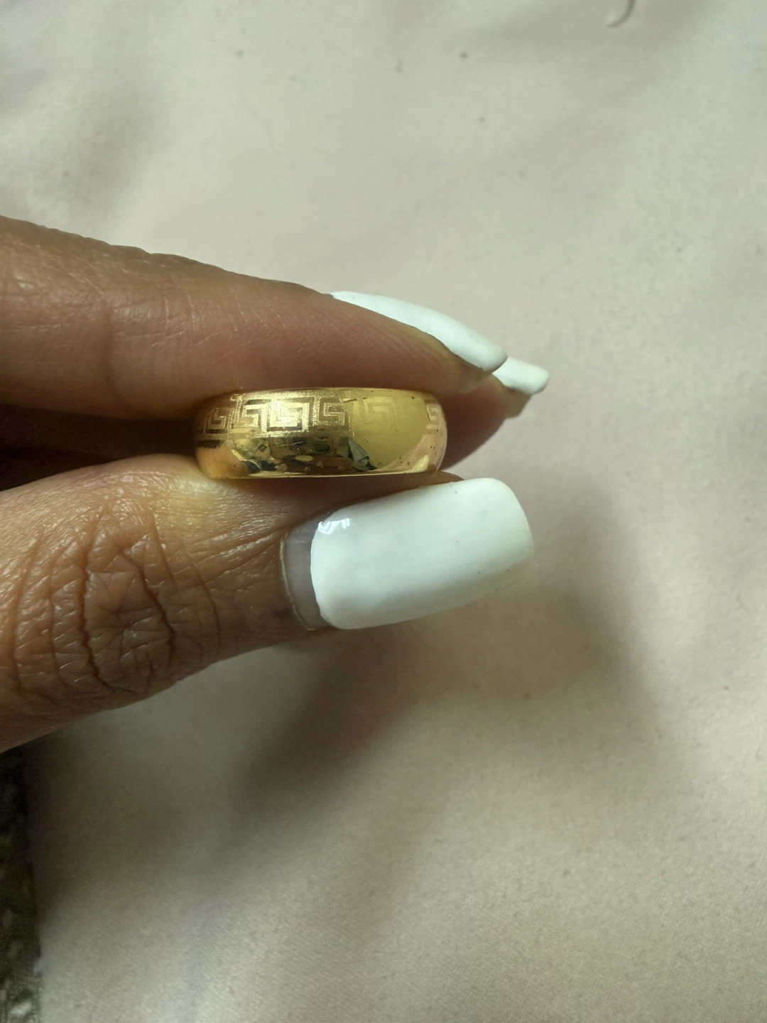 Gold Plated Ring with Greek Key Pattern