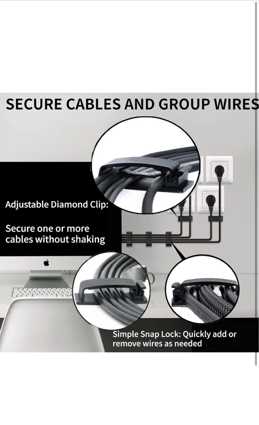 Helboar 50 Pcs Self Adhesive Cable Clips - photo 3