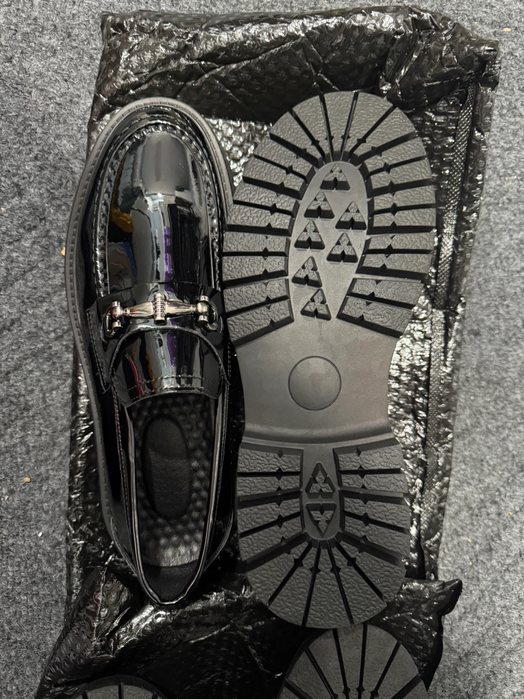 Black Patent Loafers with Silver Bit Detail - Size 10 - photo 2