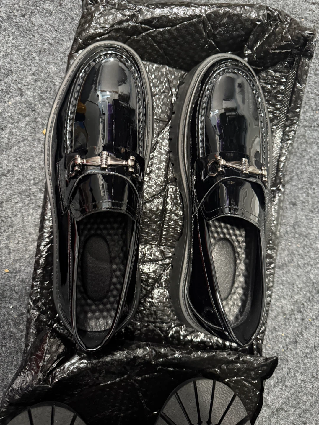 Black Patent Loafers with Silver Bit Detail - Size 10 - photo 5