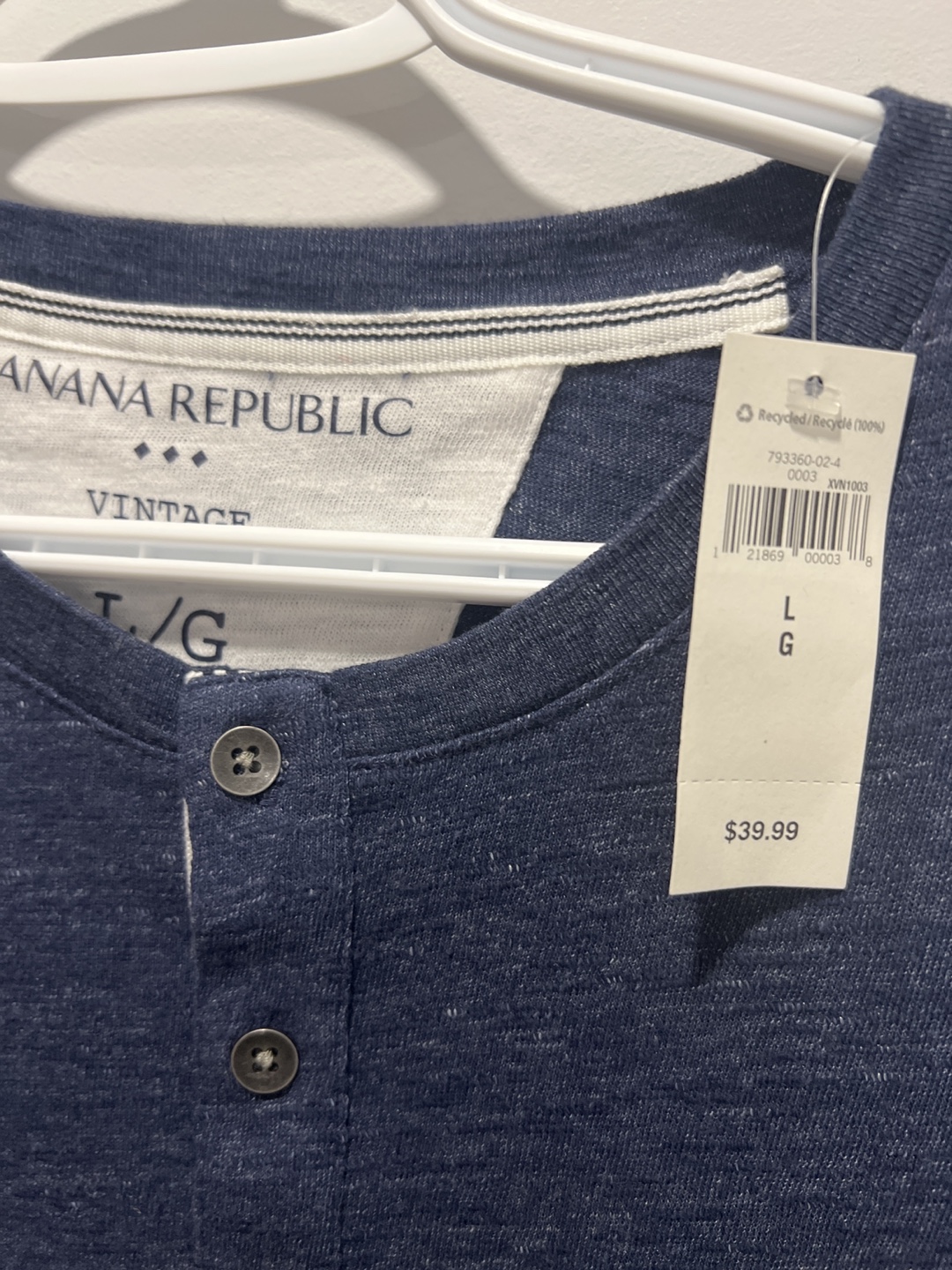 Banana Republic Vintage Henley T-Shirt - Navy - Large - photo 3