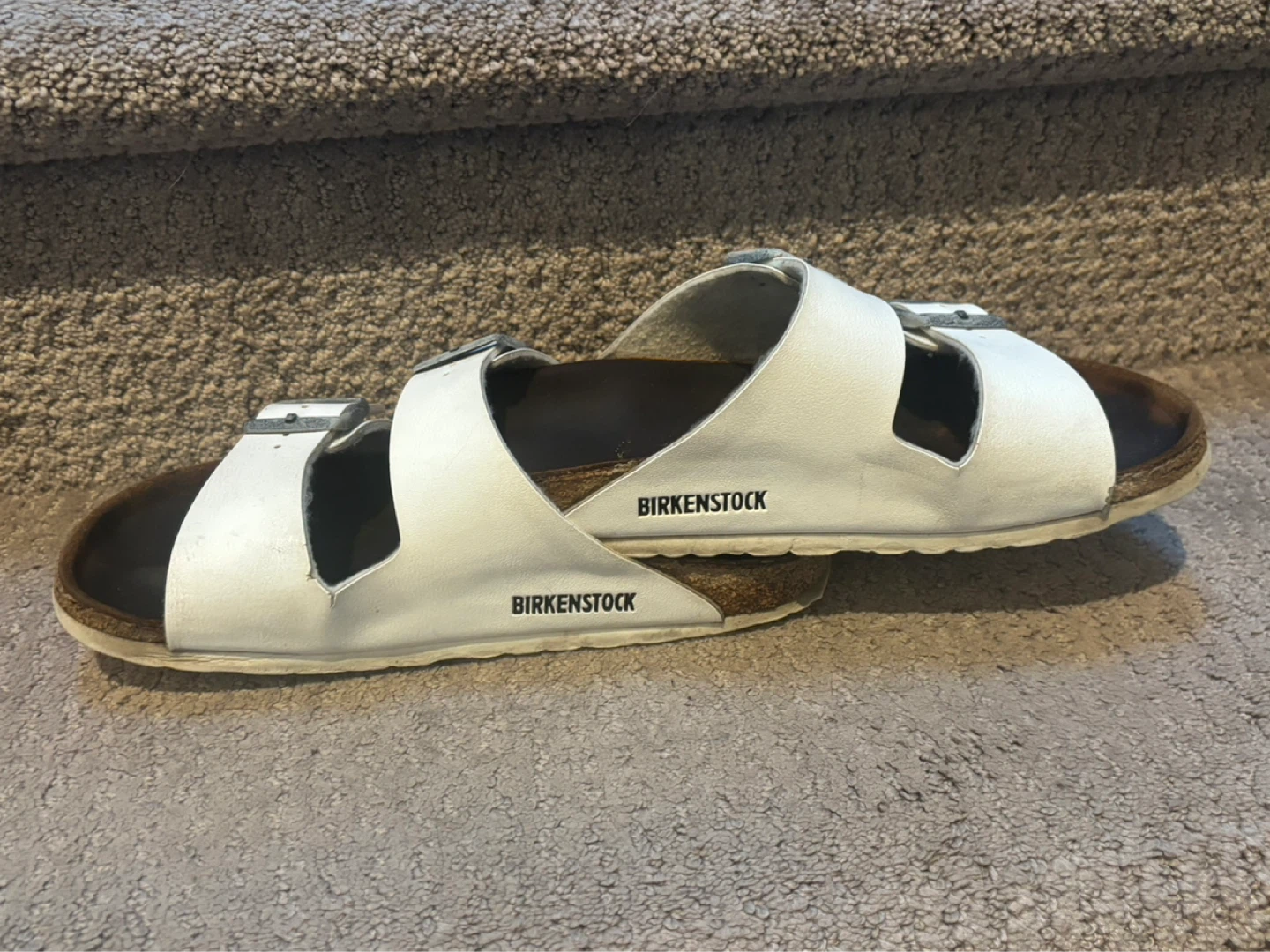 White Birkenstock Arizona Sandals