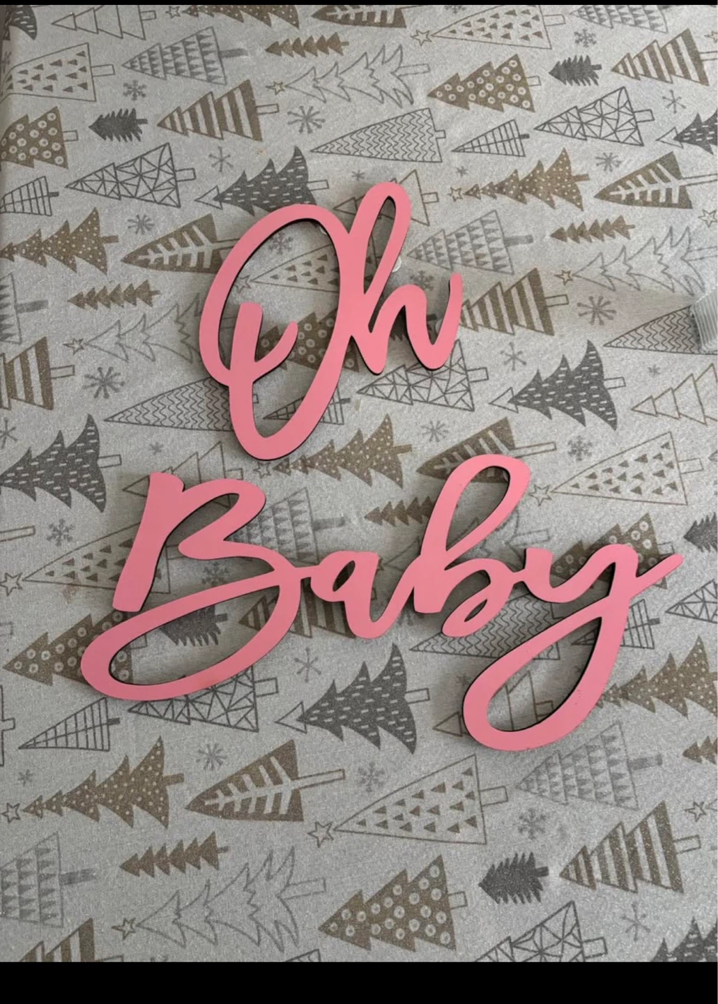 Pink "Oh Baby" Wooden Sign