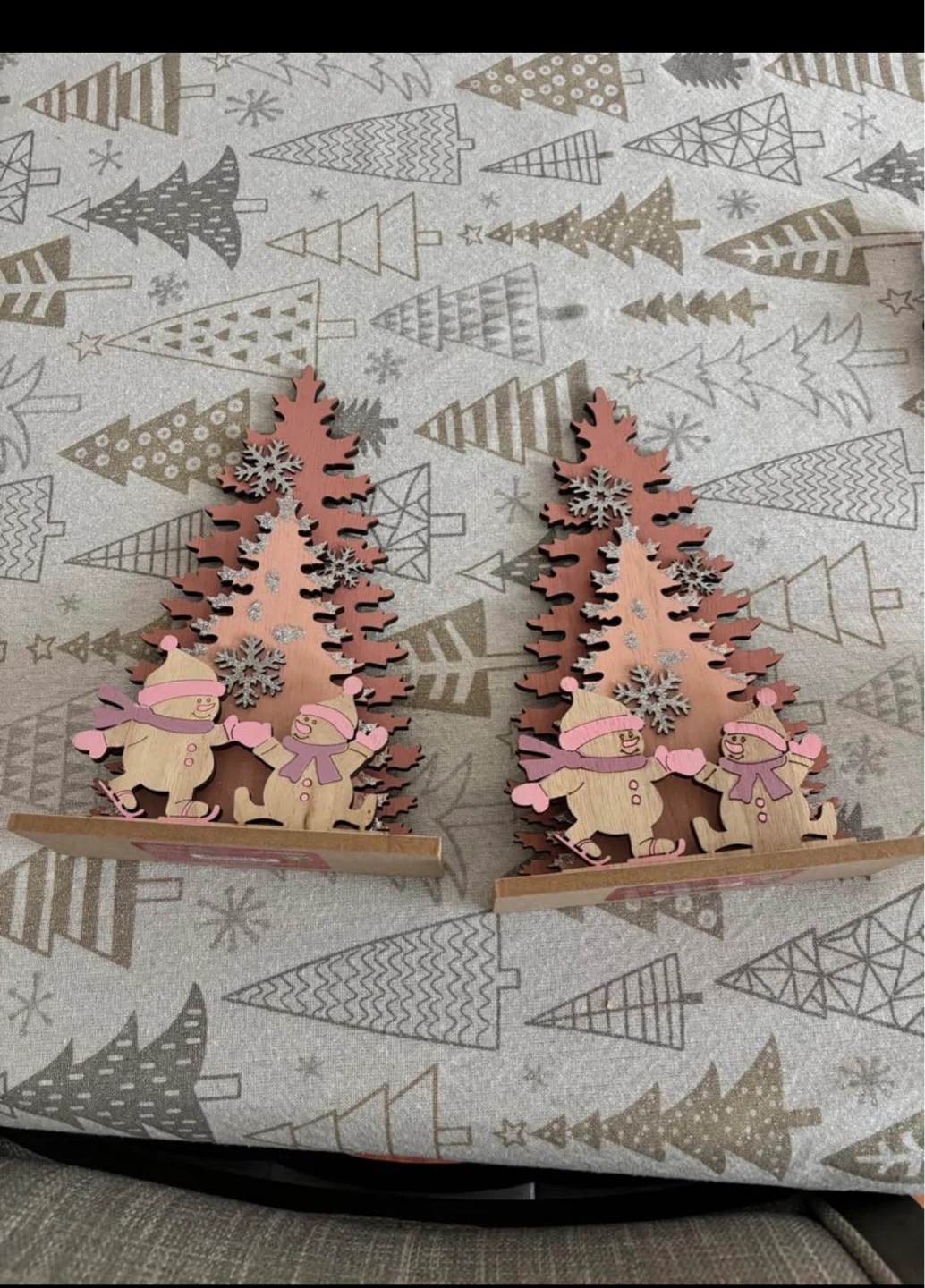 Christmas Wooden Tree Decor with Snowmen