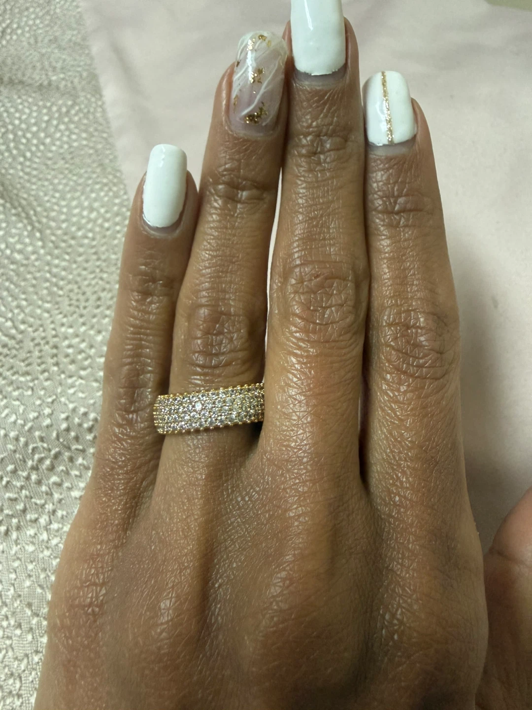 Gold Tone Band Ring with Rhinestones - Size 6 - photo 2