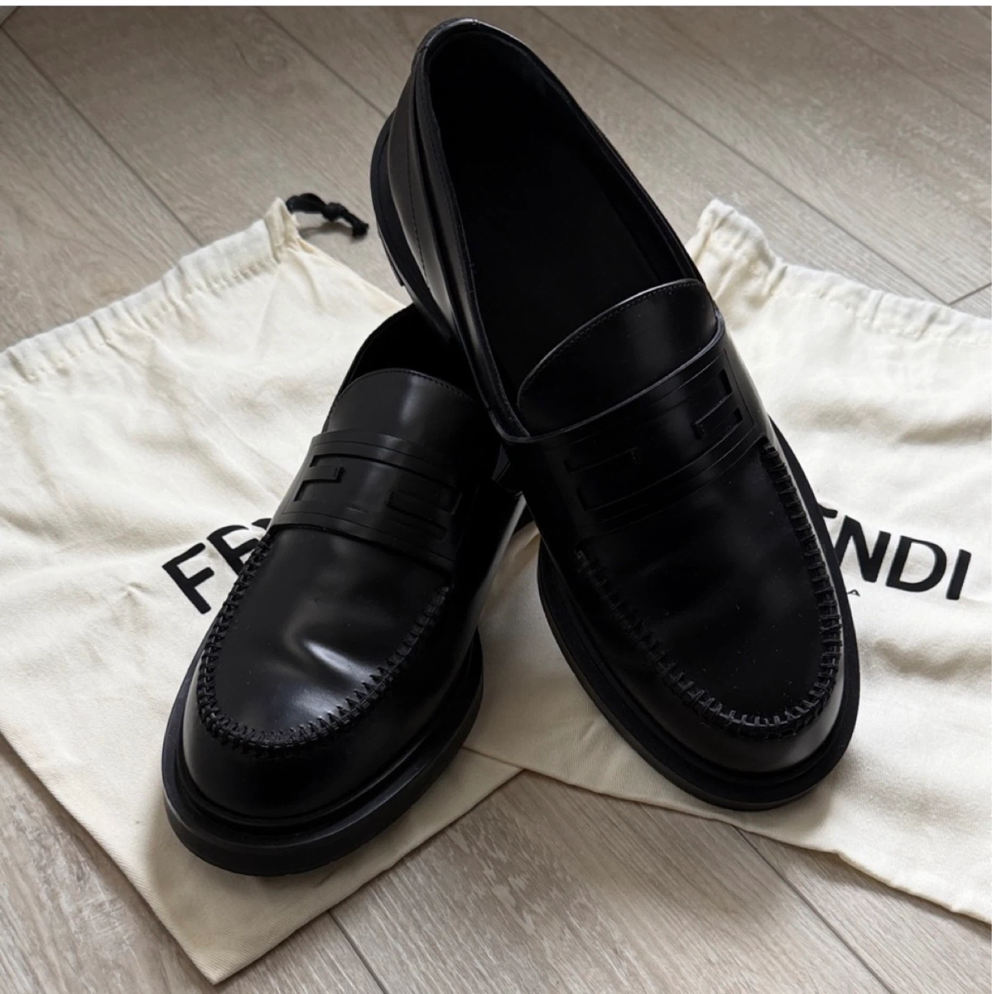 Fendi Black Leather Loafers