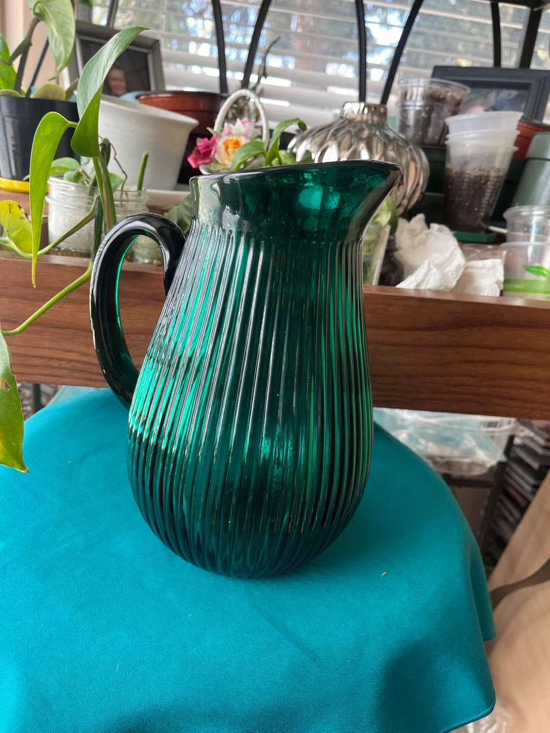 Emerald Green Glass Pitcher - photo 2