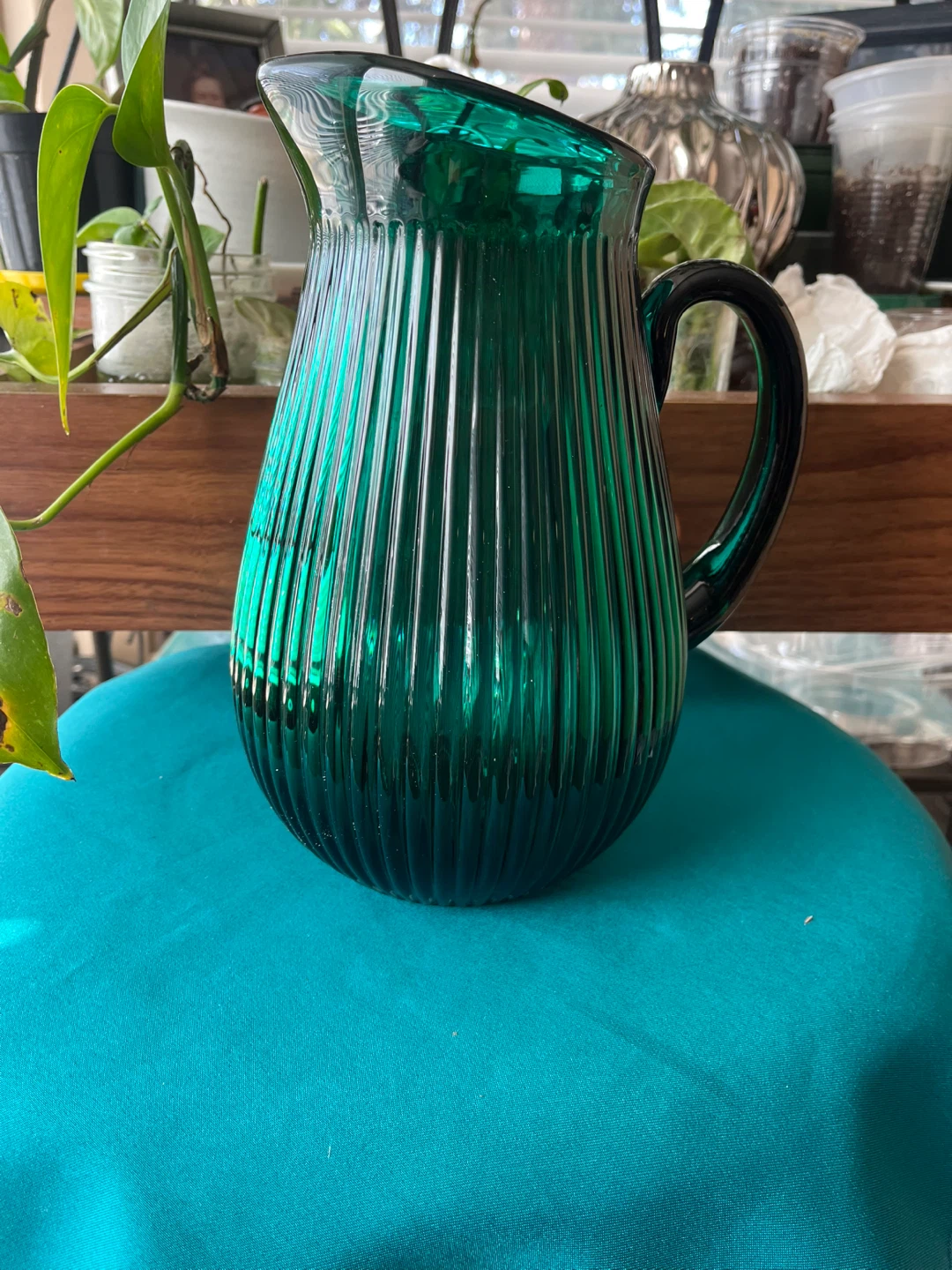 Emerald Green Glass Pitcher