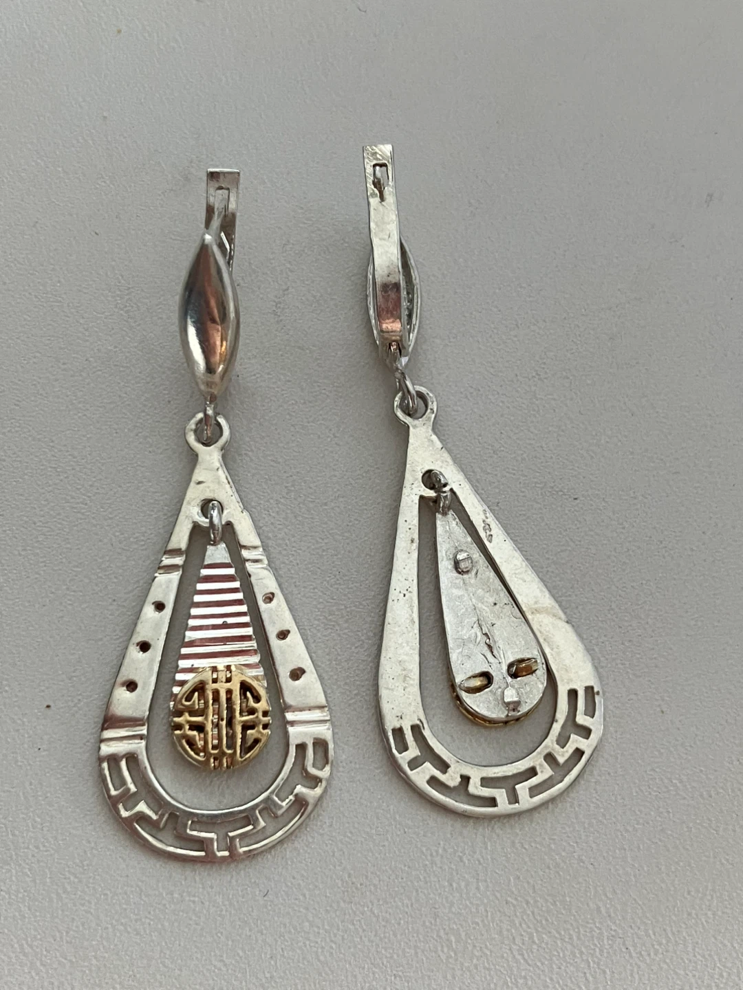 925 Sterling Silver & 8k Gold Detail Earrings - photo 3