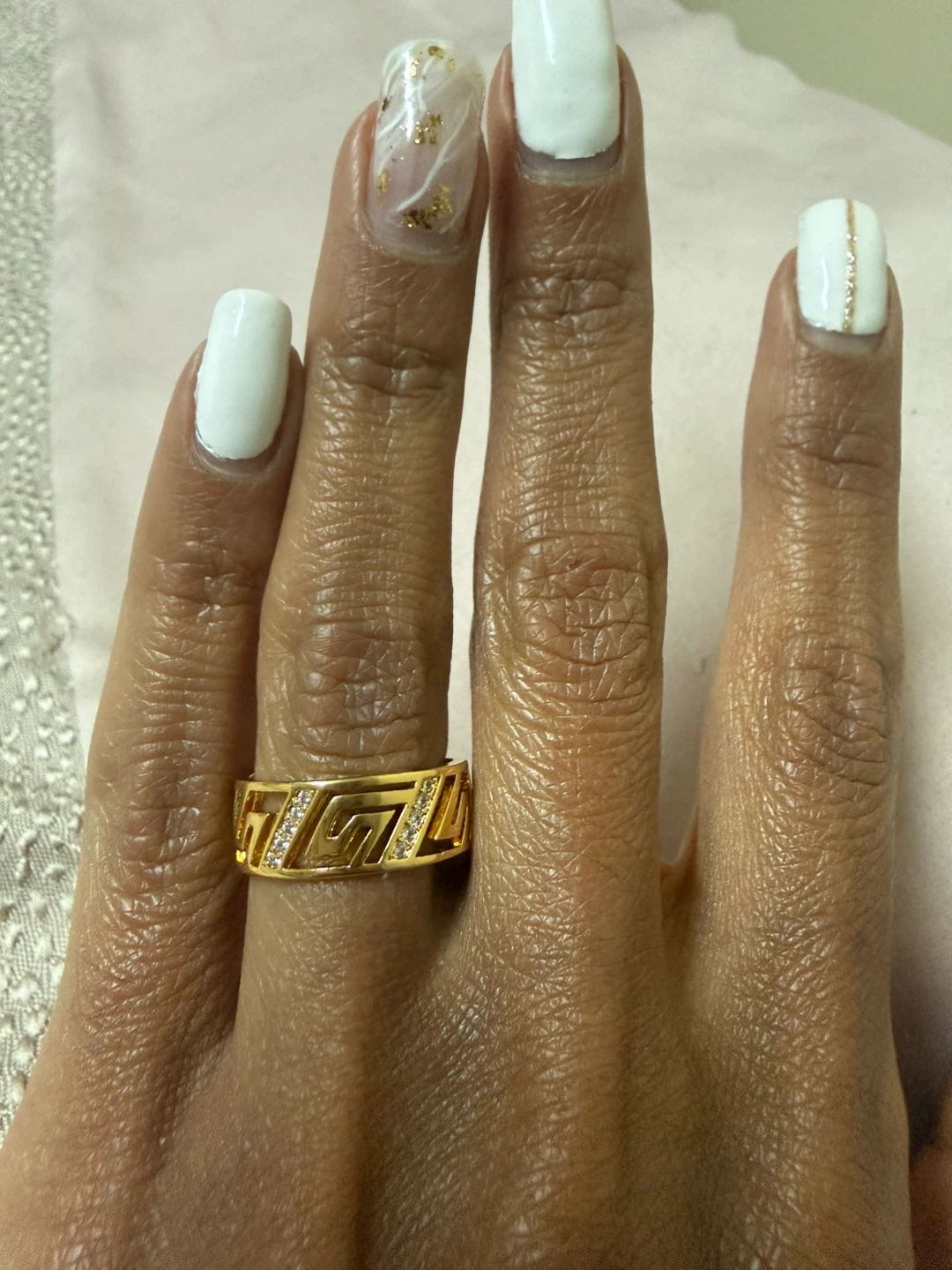 Gold Plated Ring with Crystals - photo 2