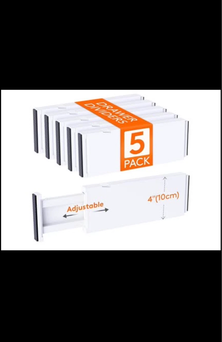 5 Pack Adjustable Drawer Dividers - White