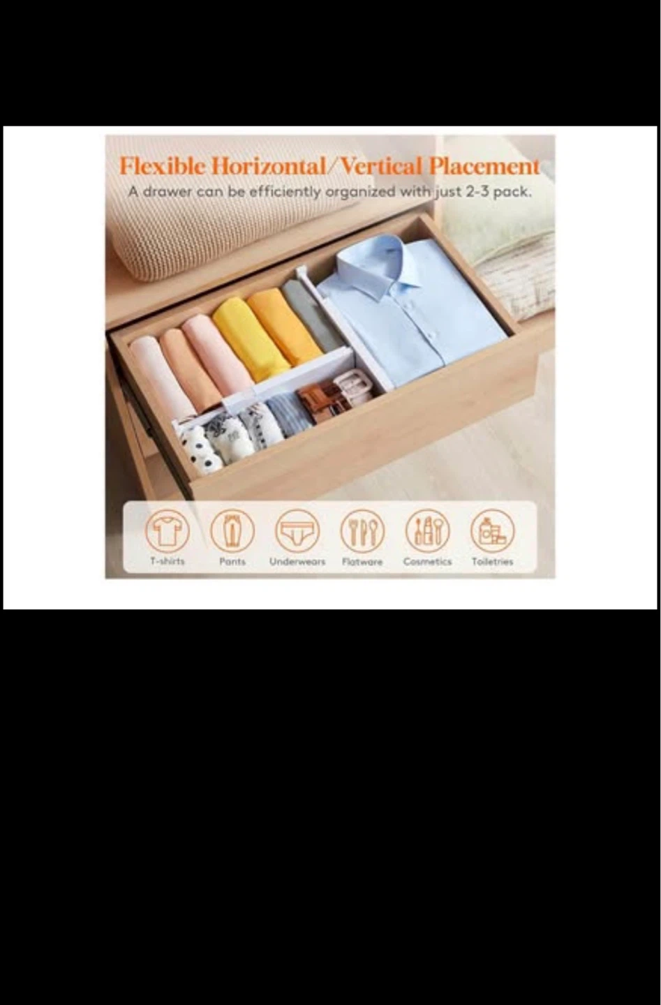 5 Pack Adjustable Drawer Dividers - White - photo 3