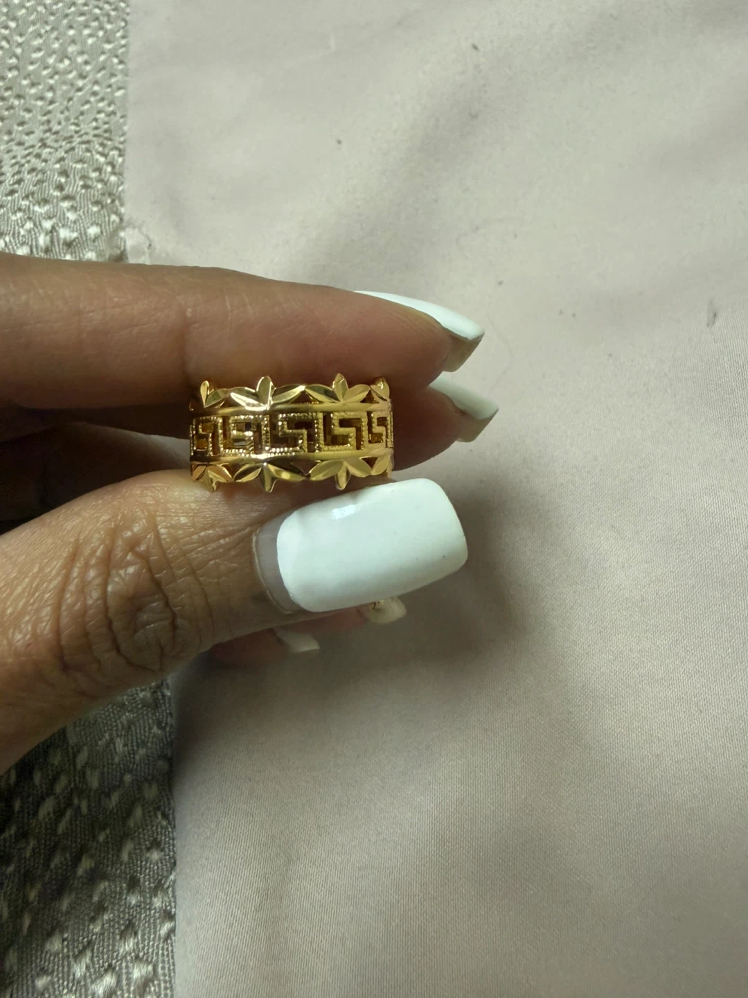 Gold Plated Ring with Greek Key Pattern