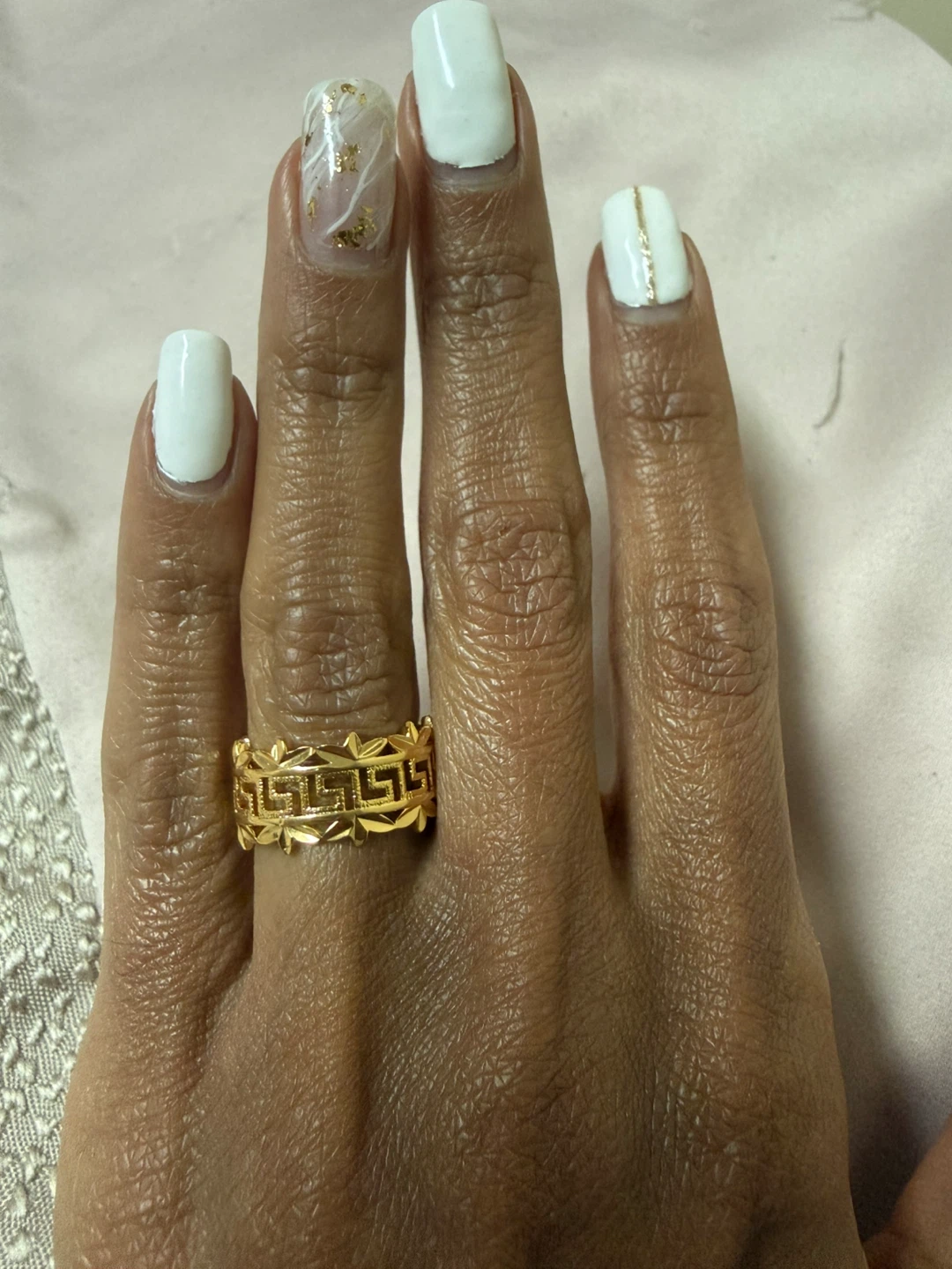 Gold Plated Ring with Greek Key Pattern - photo 2