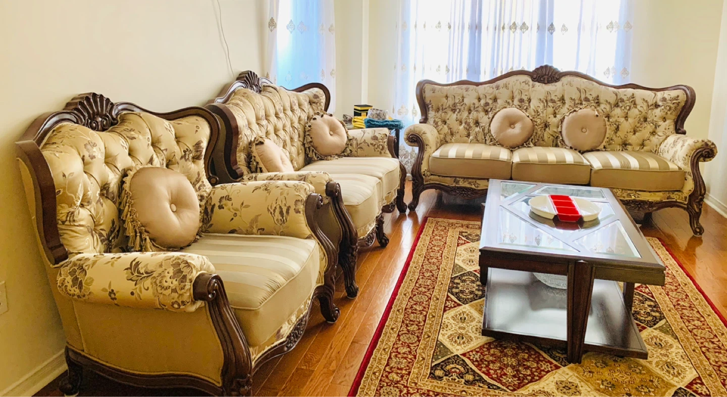 Vintage Living Room Sofa Set with Armchair