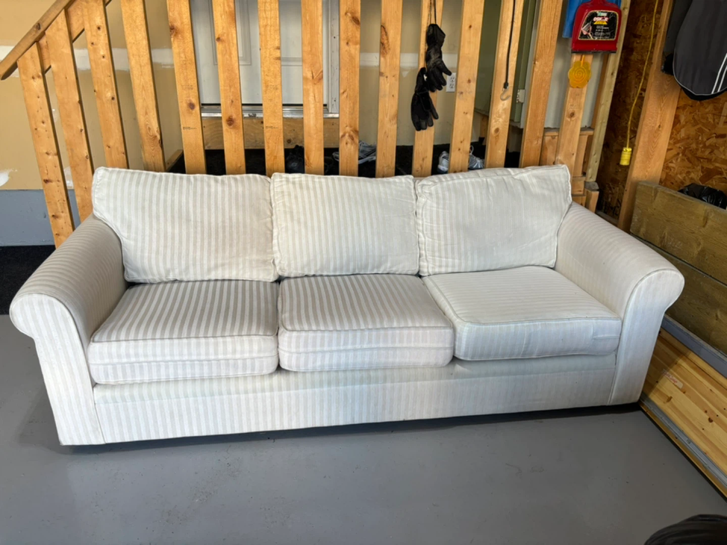 Cream Striped Sofa