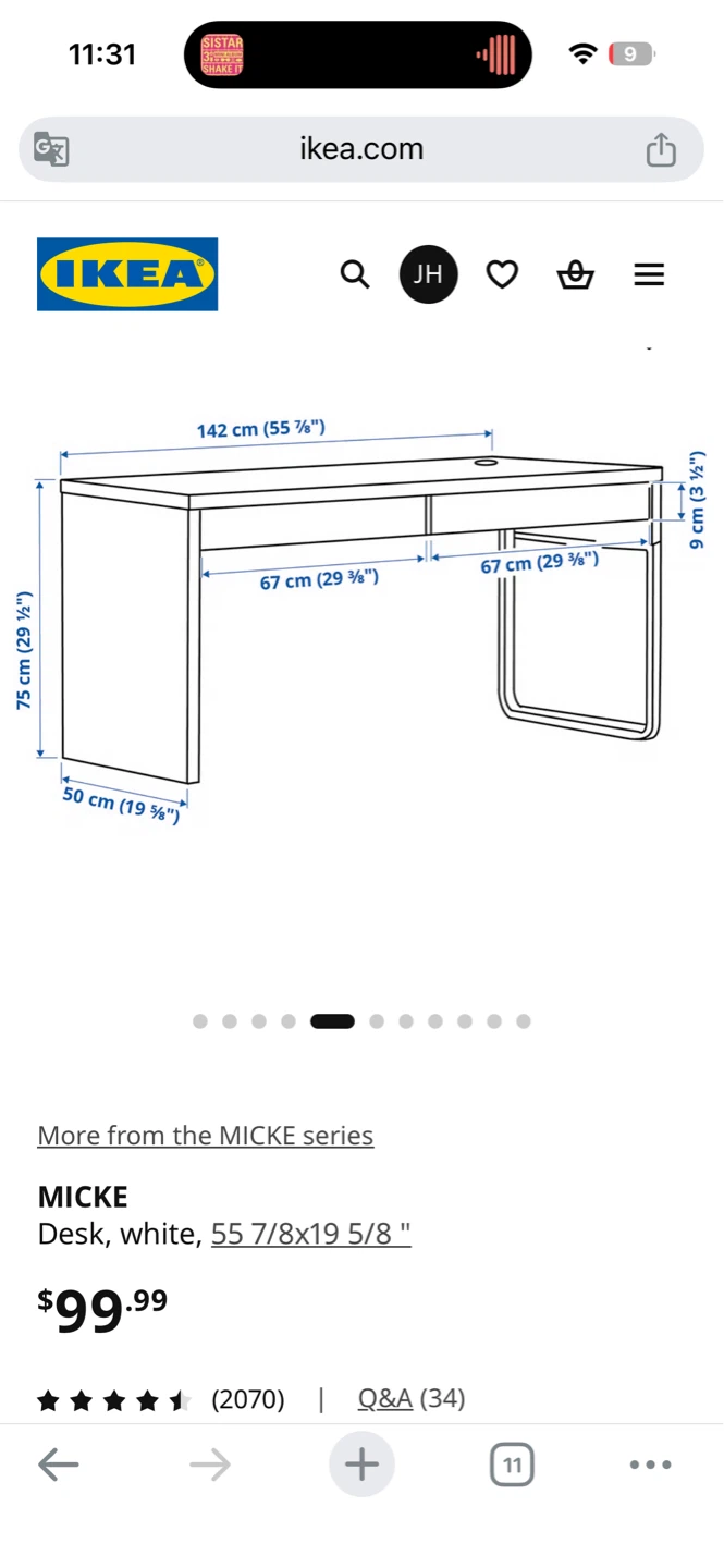 [Moving Sale] IKEA MICKE Desk (White)