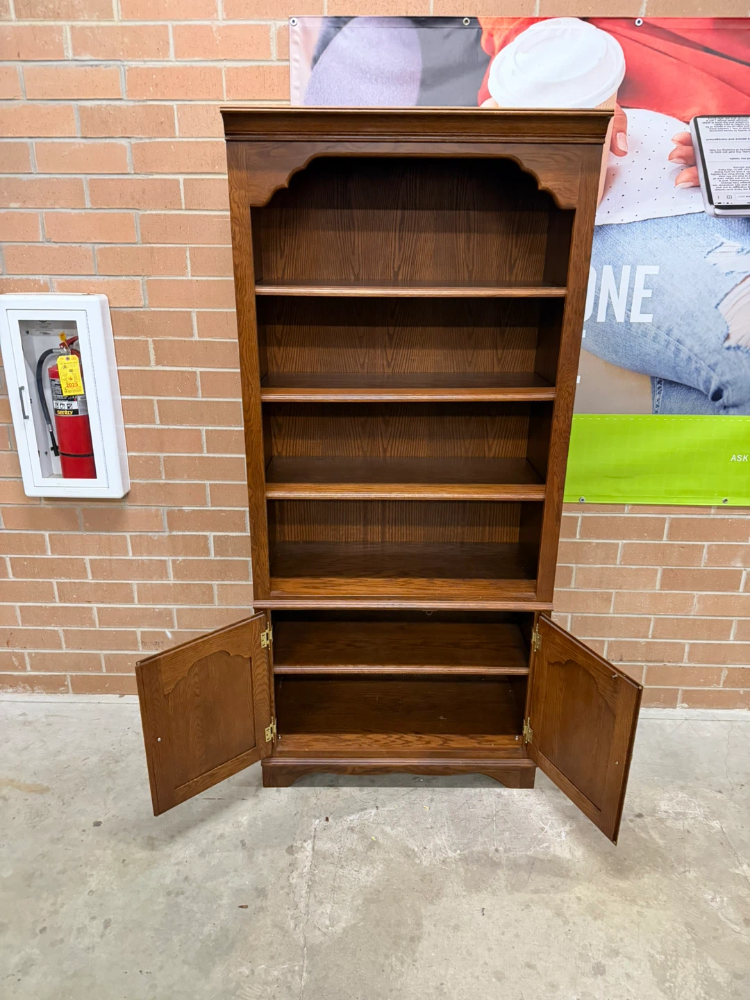 Solid Wood Bookcase with Cabinet - photo 4