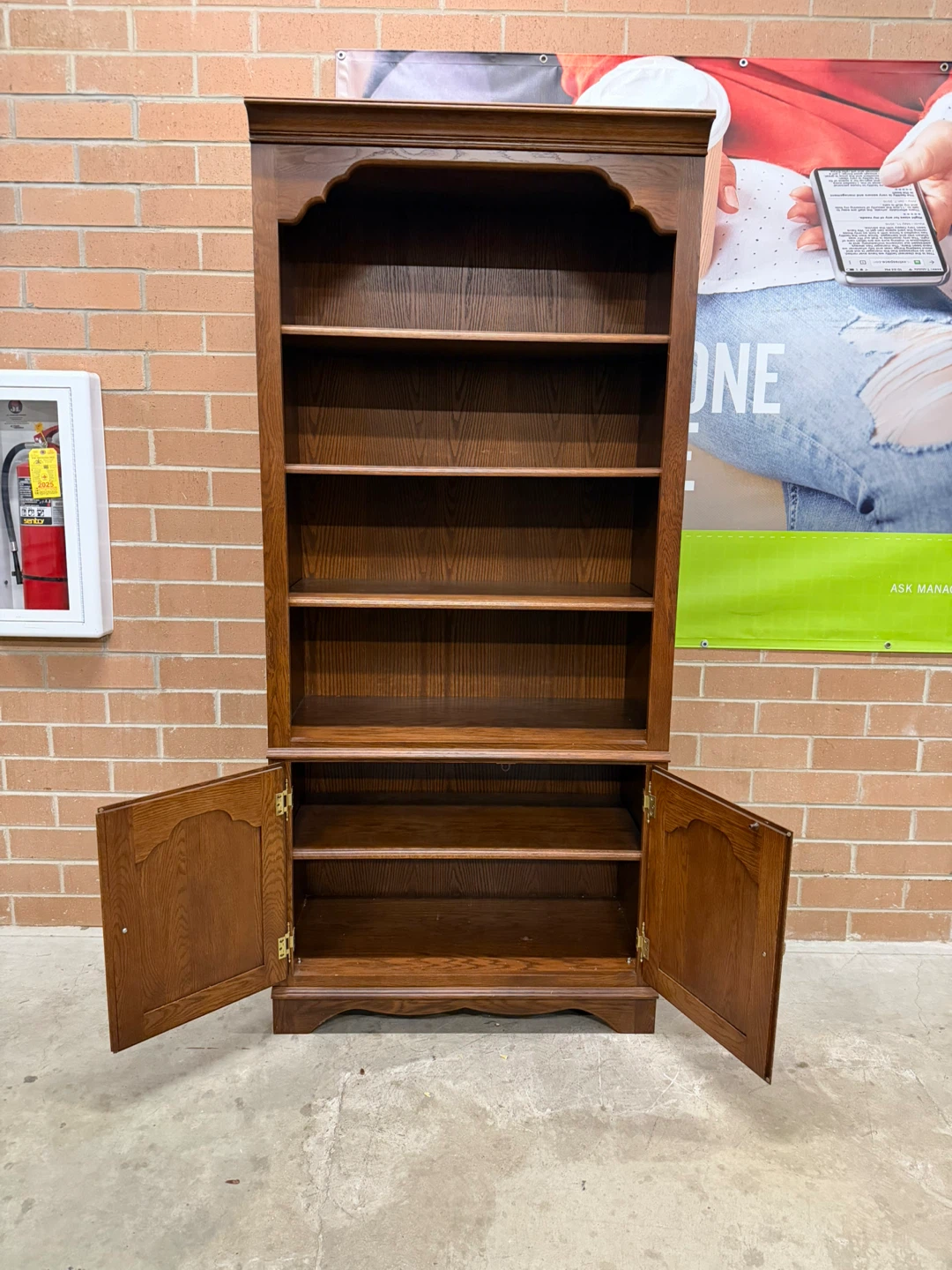 Solid Wood Bookcase with Cabinet - photo 2
