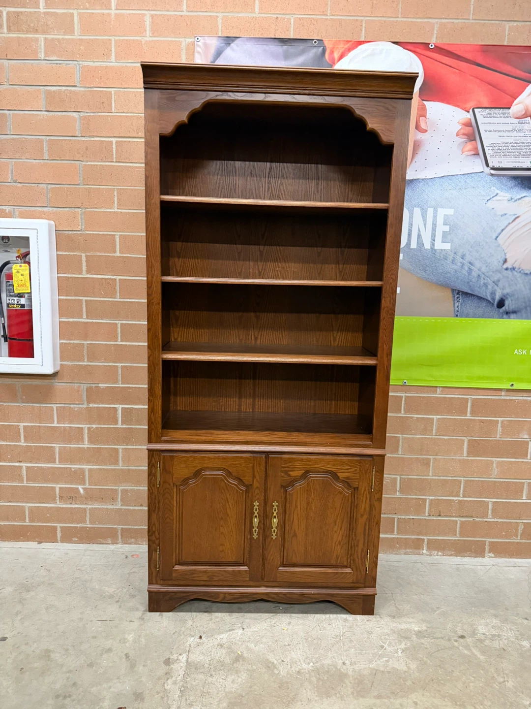 Solid Wood Bookcase with Cabinet