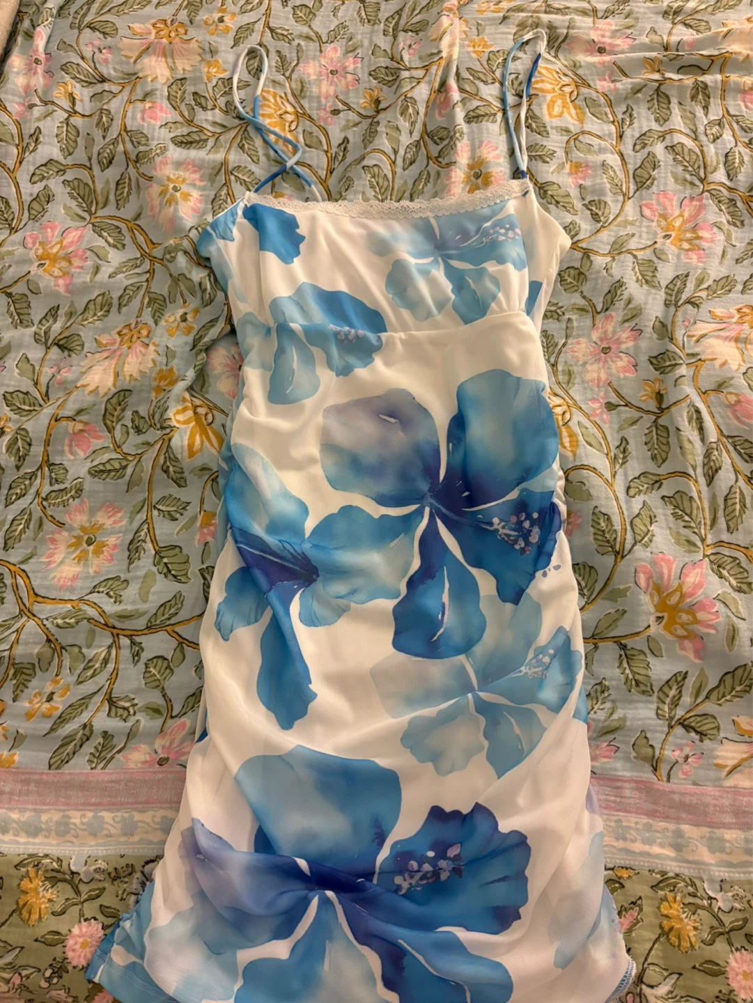 Blue floral slip dress