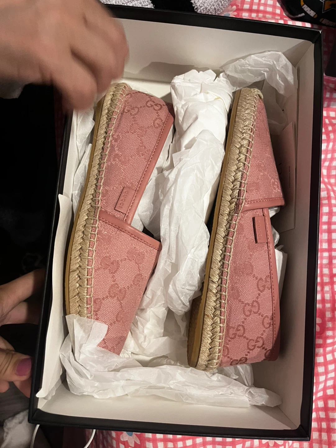 Gucci Pink GG Canvas Espadrille Flats