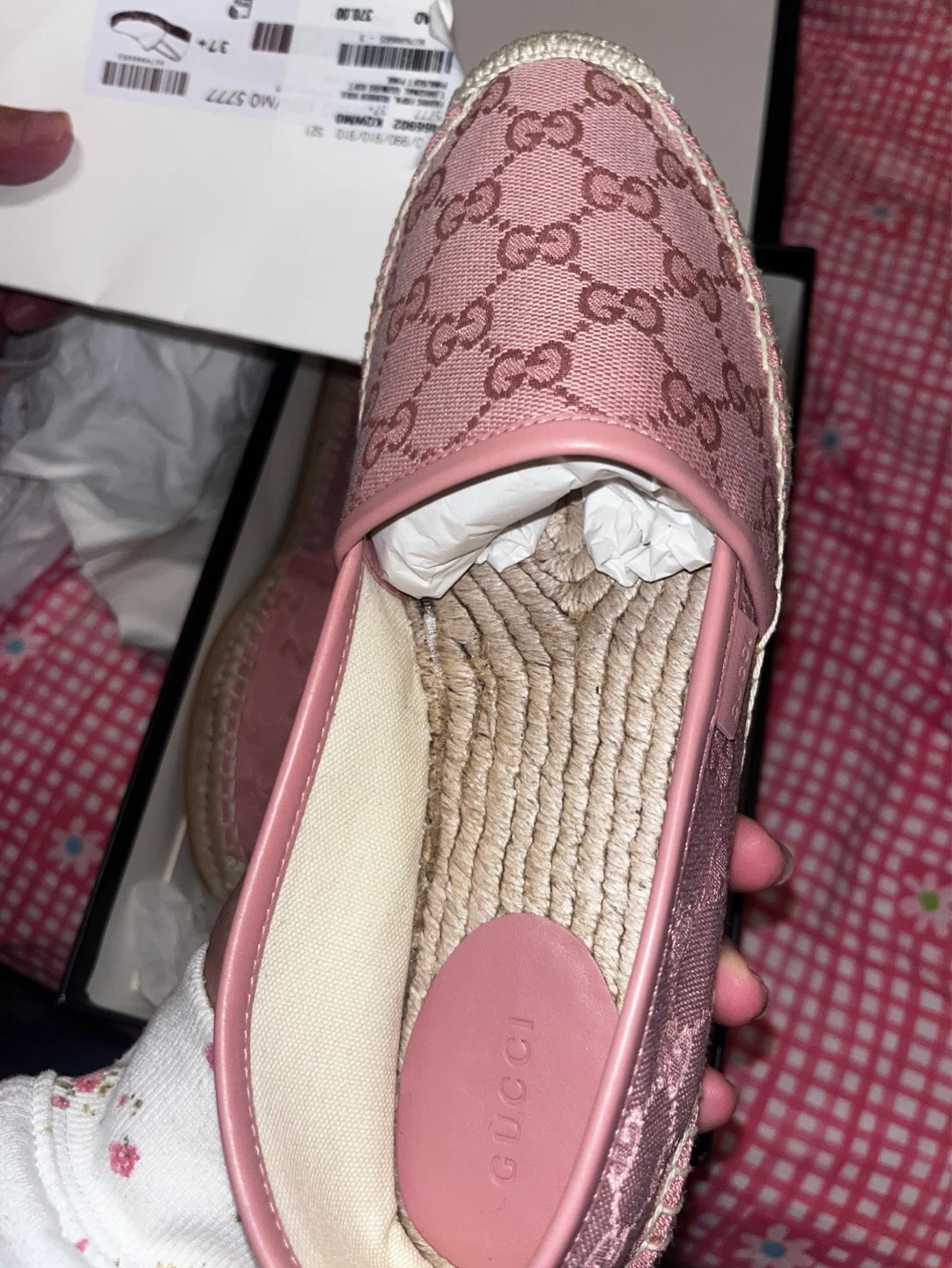 Gucci Pink GG Canvas Espadrille Flats - photo 5