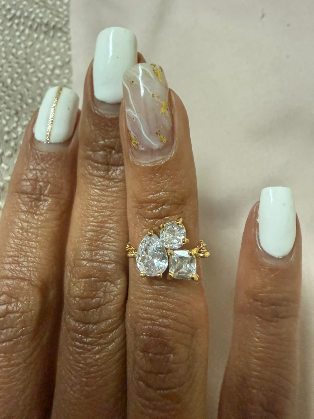 Gold-tone ring with cubic zirconia stones - photo 2