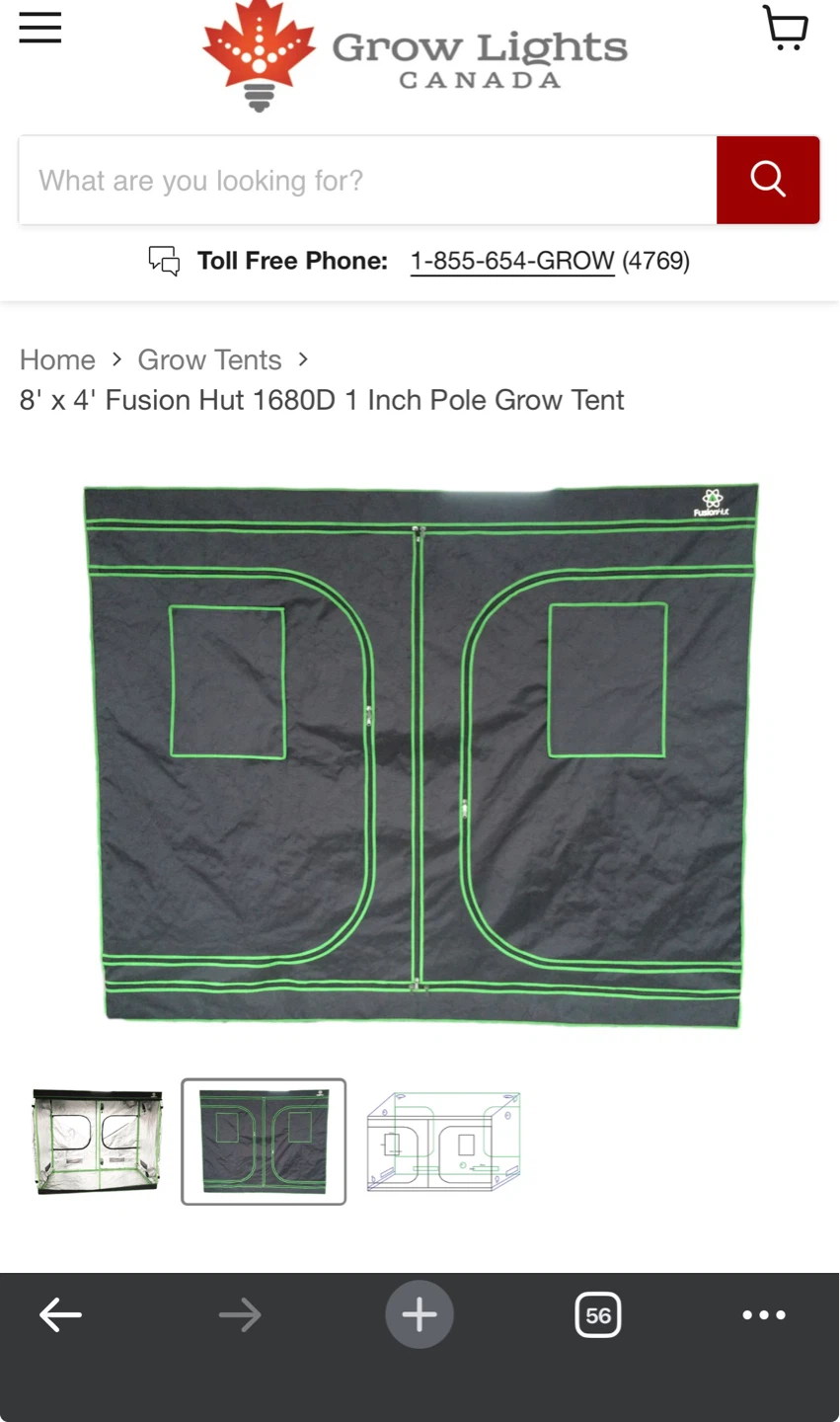 Fusion Hut 8' x 4' Grow Tent + Fan filter kit