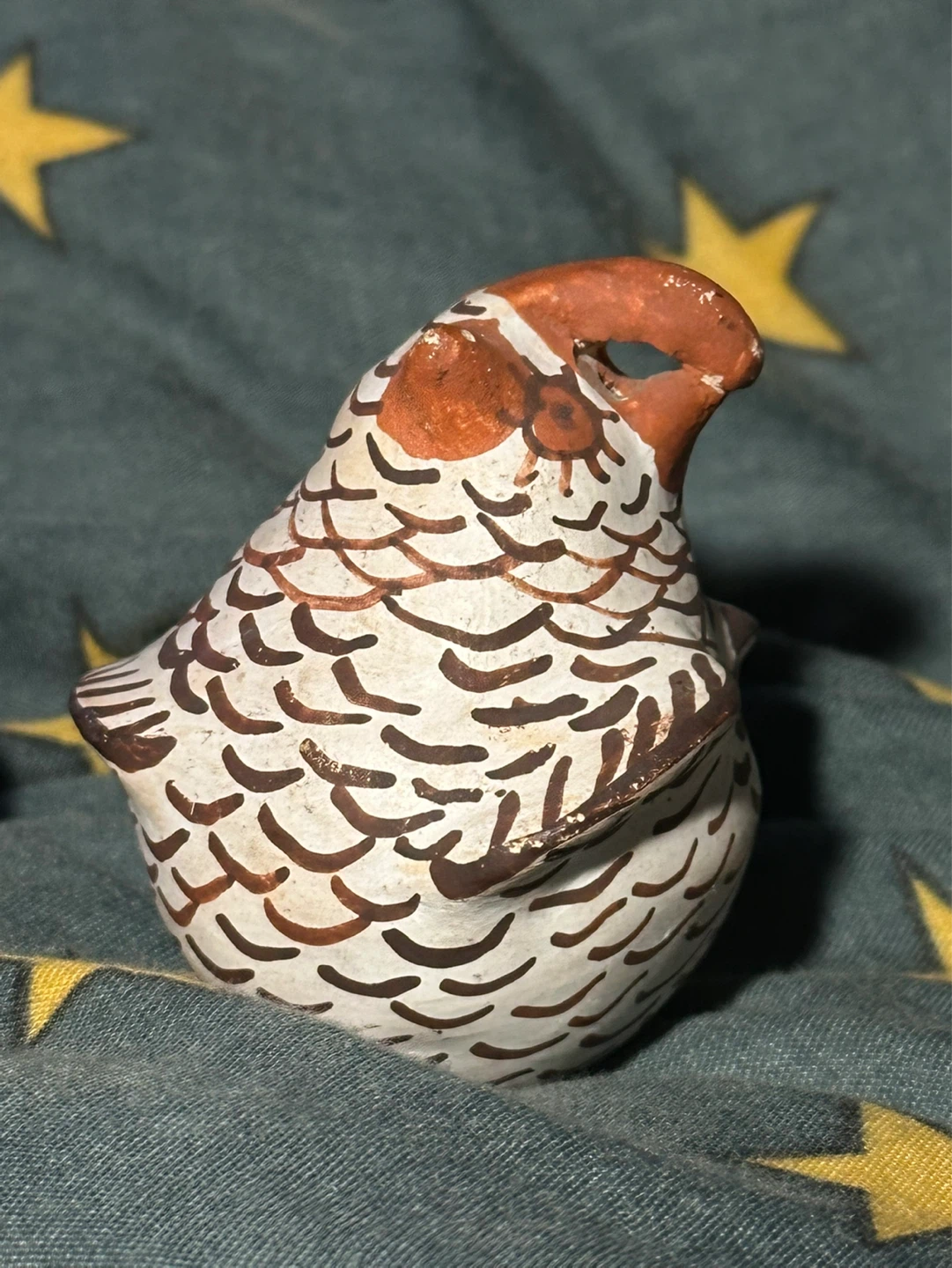 Vintage hand made Signed Zuni Pottery Miniature Owl - photo 2
