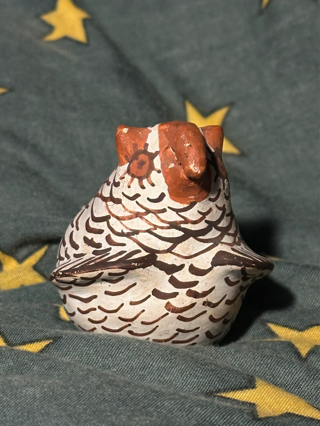 Vintage hand made Signed Zuni Pottery Miniature Owl
