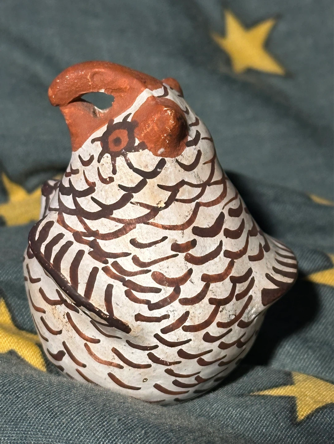Vintage hand made Signed Zuni Pottery Miniature Owl - photo 4
