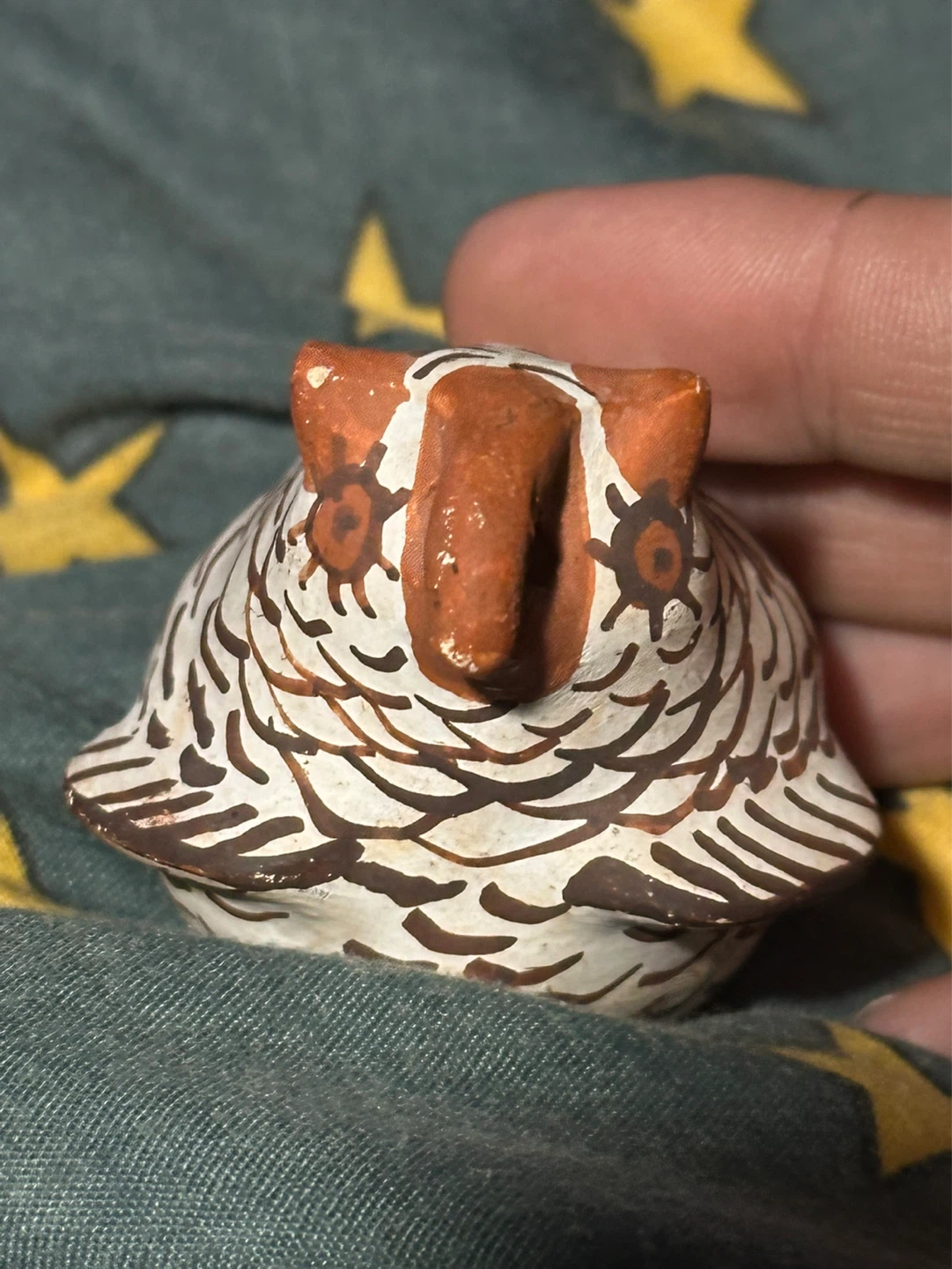 Vintage hand made Signed Zuni Pottery Miniature Owl - photo 5