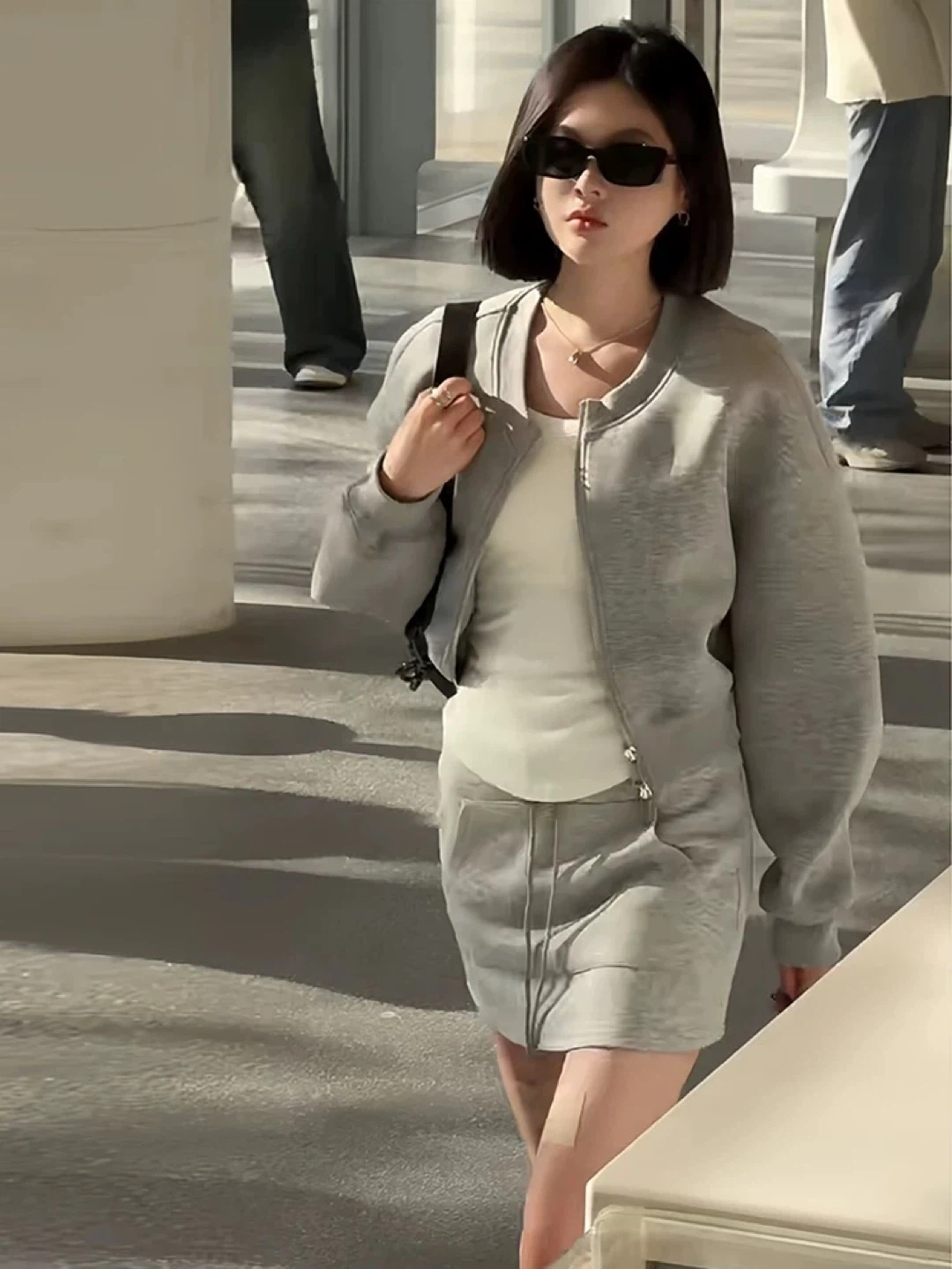 Grey Sweat Set - Bomber Jacket and Skirt