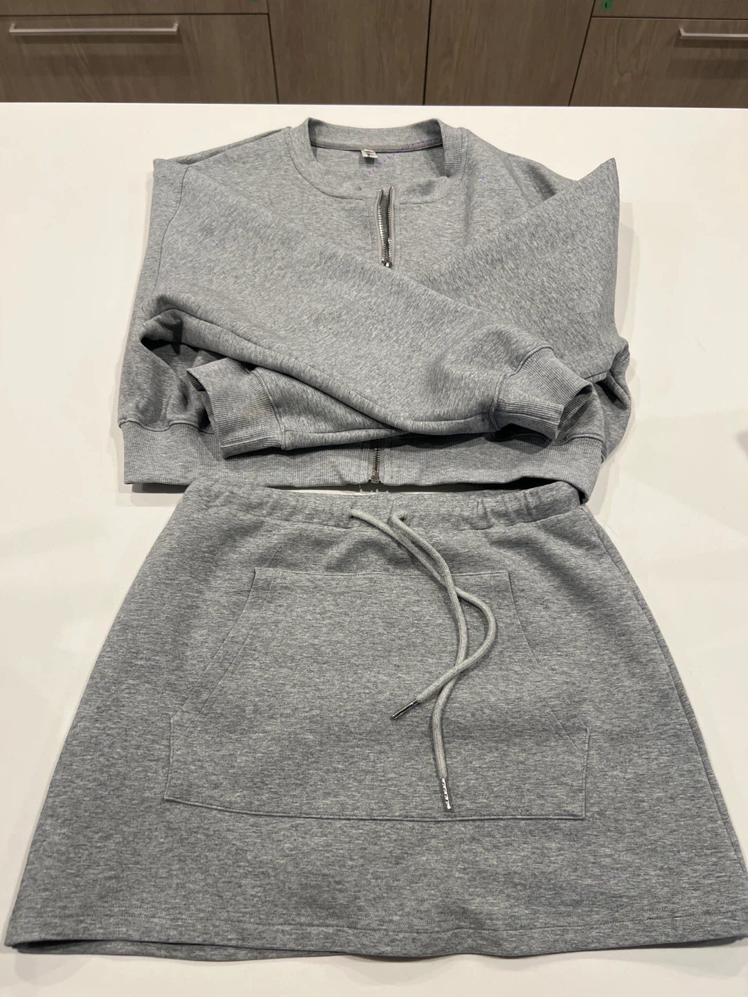 Grey Sweat Set - Bomber Jacket and Skirt - photo 4