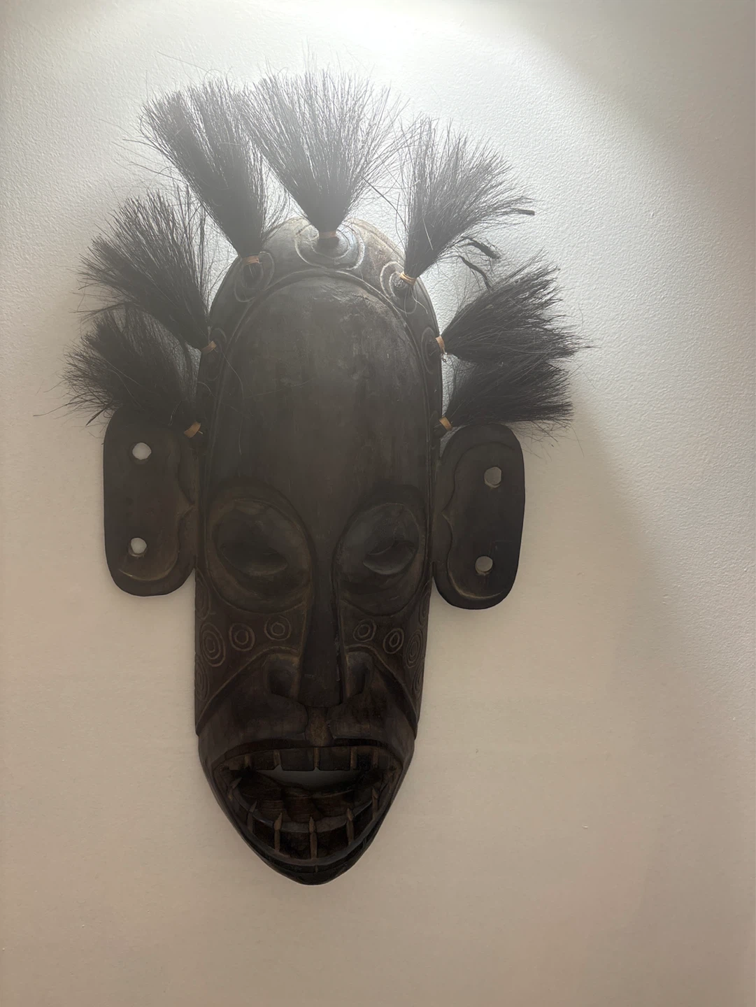 Hand-Carved  Liberian mask w/Hair Accents - photo 4
