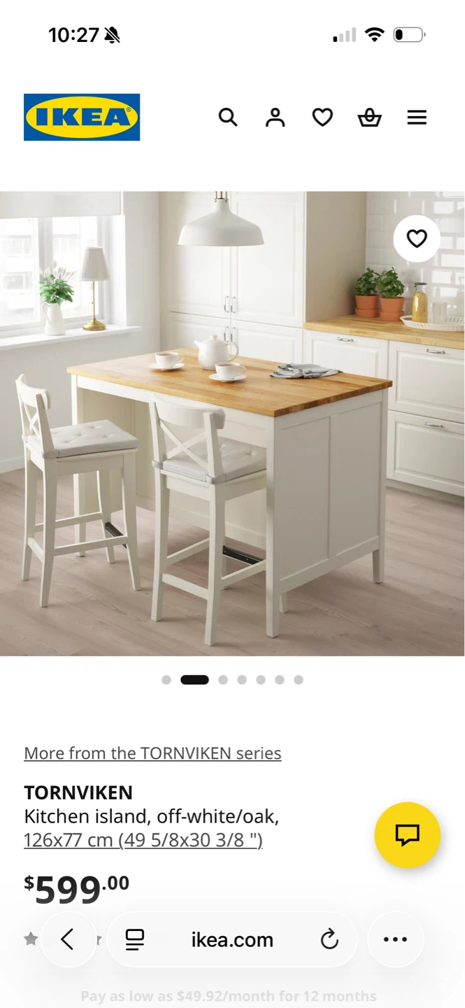 IKEA TORNVIKEN Kitchen Island - Off-white/Oak - photo 3