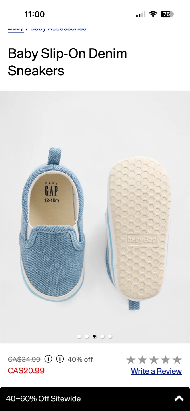 ‘Baby Gap’ Denim Slip-On Sneakers (12-18m/size5) - photo 2