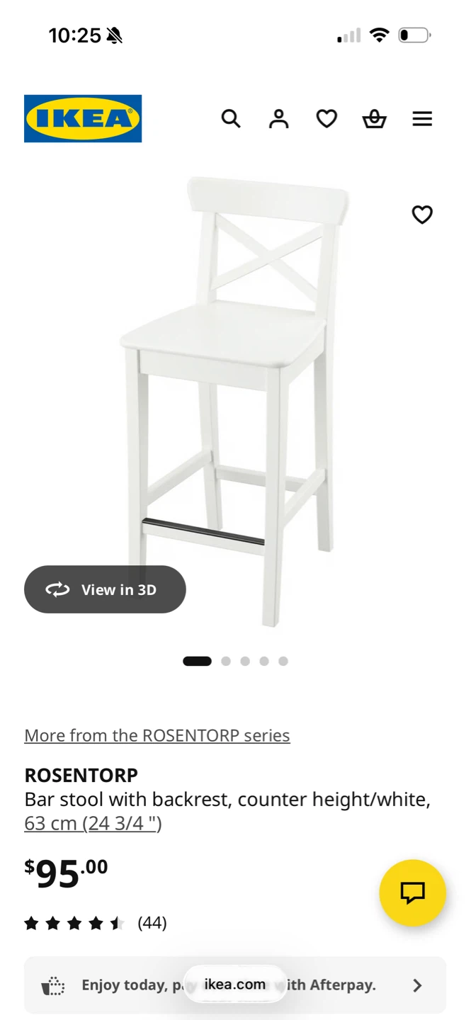 2x IKEA Rosentorp Bar Stool with Backrest - White - photo 2