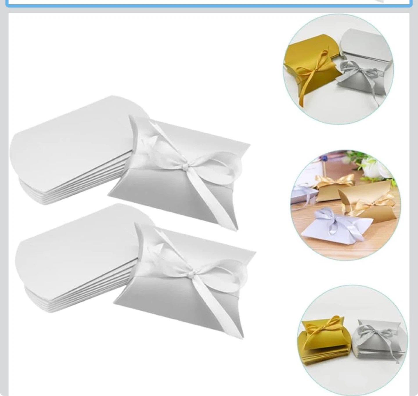 White Pillow Gift Boxes with Ribbon 74 pcs - photo 4