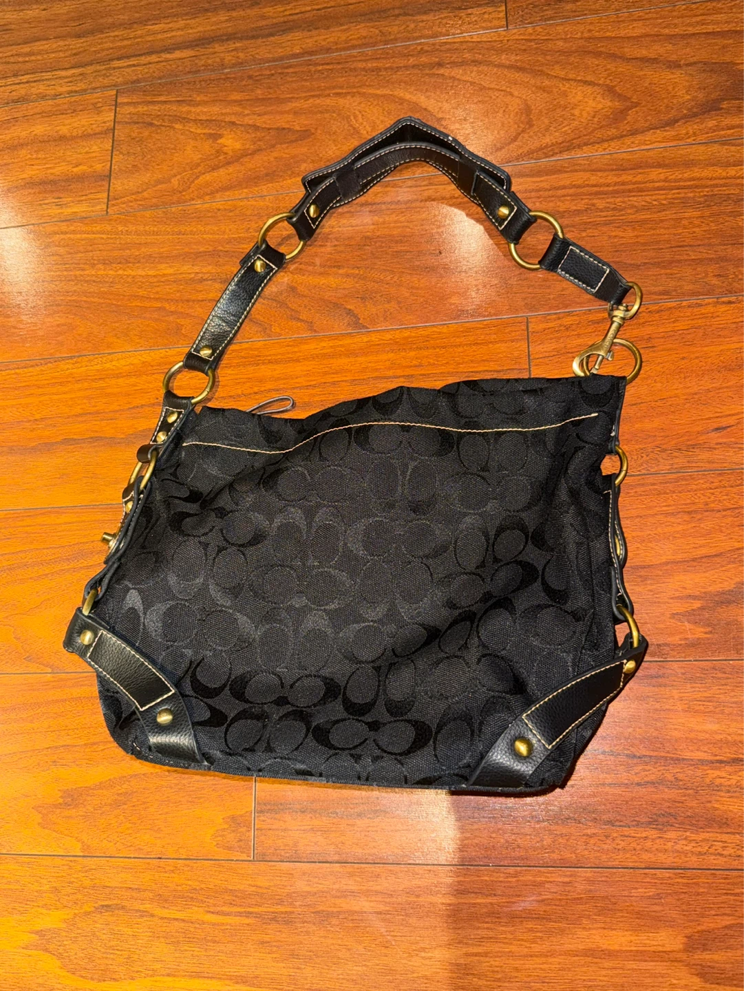 Black Coach Monogram Shoulder Bag