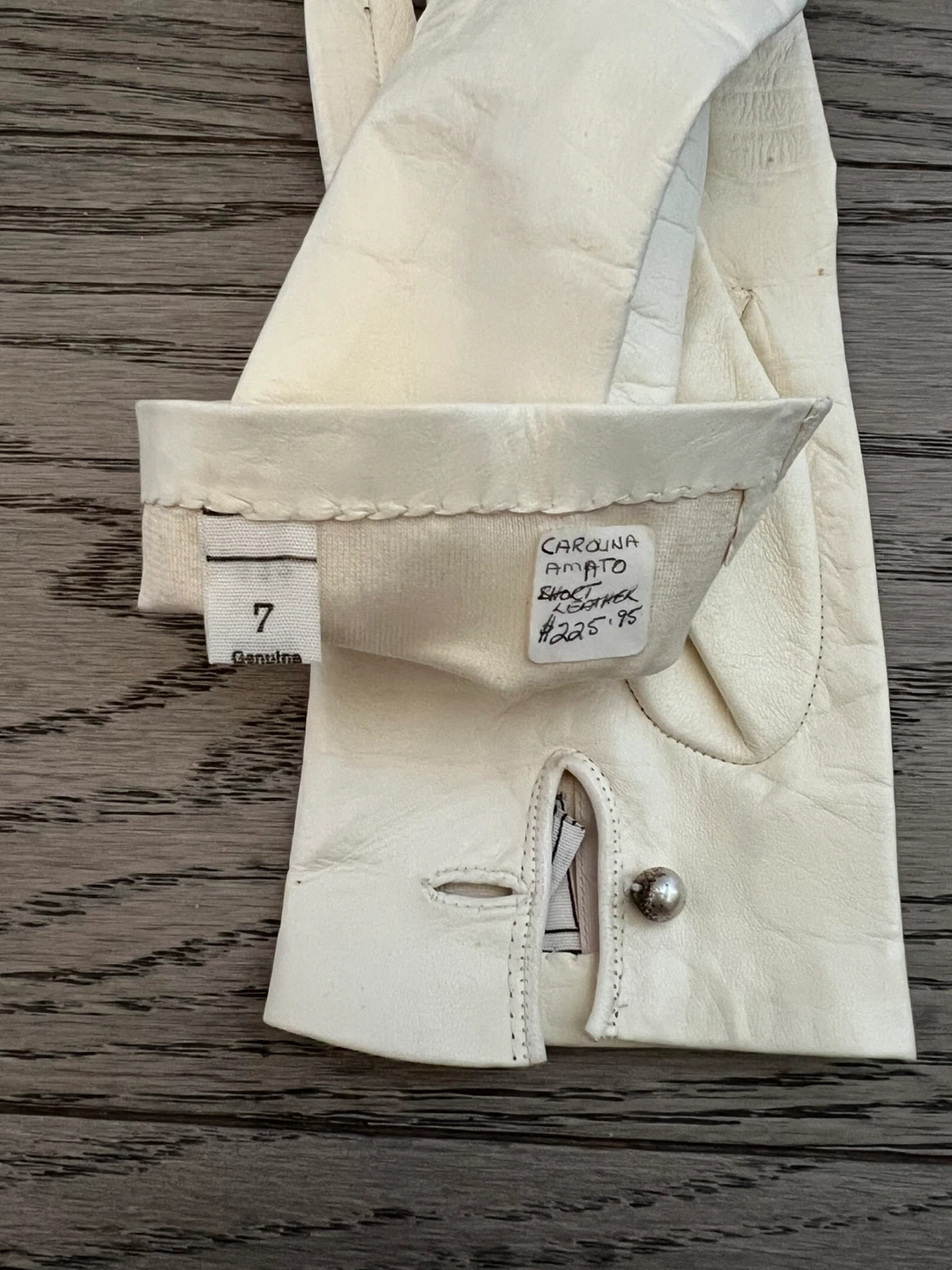 Carolina Amato Leather Gloves Size 7 Cream Lined Made in Italy - photo 3