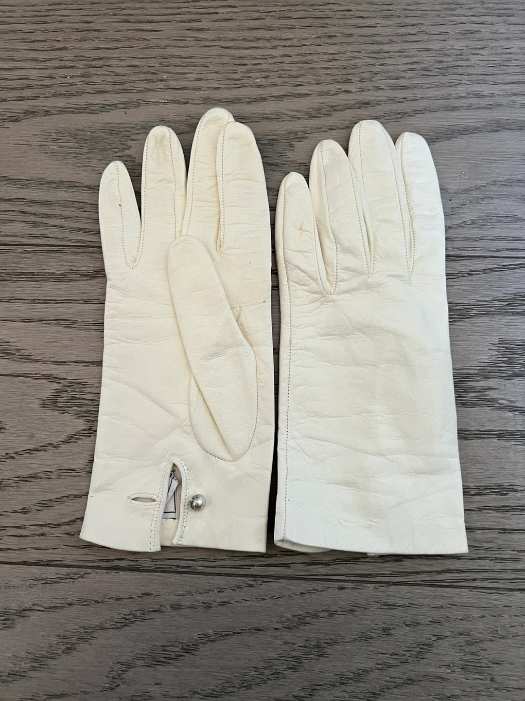 Carolina Amato Leather Gloves Size 7 Cream Lined Made in Italy